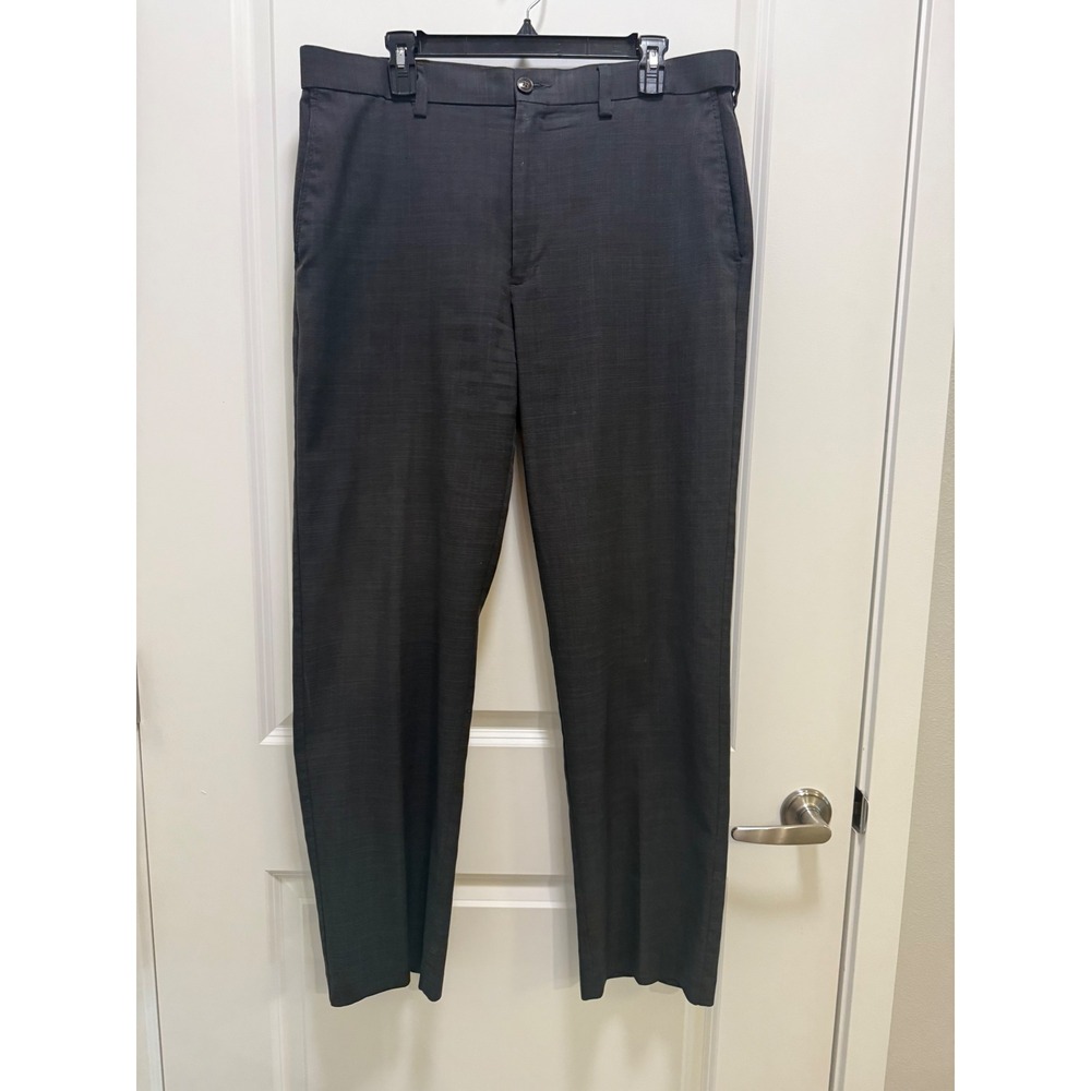 Savane Mens Charcoal Gray Crosshatch Flat Front Dress Pants 36x32‎